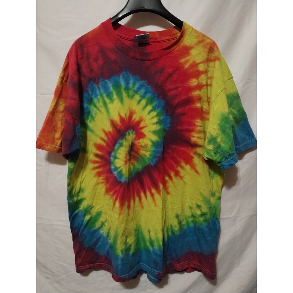 Unisex Adults Multicolor Tie-Dye Spiral Crew Neck Short Sleeve T-Shirt Regular